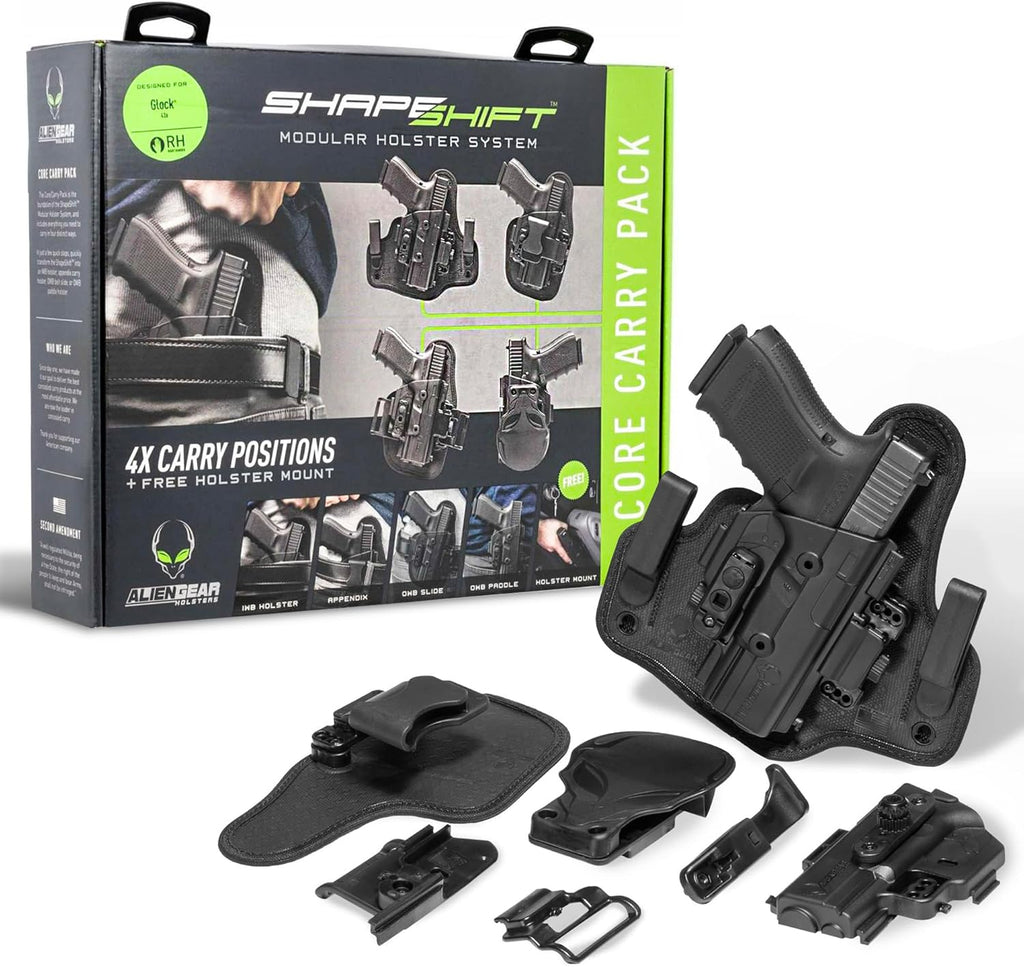 Alien Gear ShapeShift 4 in 1 Holster - IWB, Appendix, OWB Paddle, OWB Belt Slide - Concealed and Open Carry - Tuckable - Right/Left Hand Draw - Gun Holsters - Hidden Hybrid Holster Shield