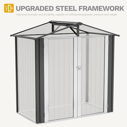 DWVO 6x4ft Metal Storage Shed for Outdoors, Dark Gray T6985