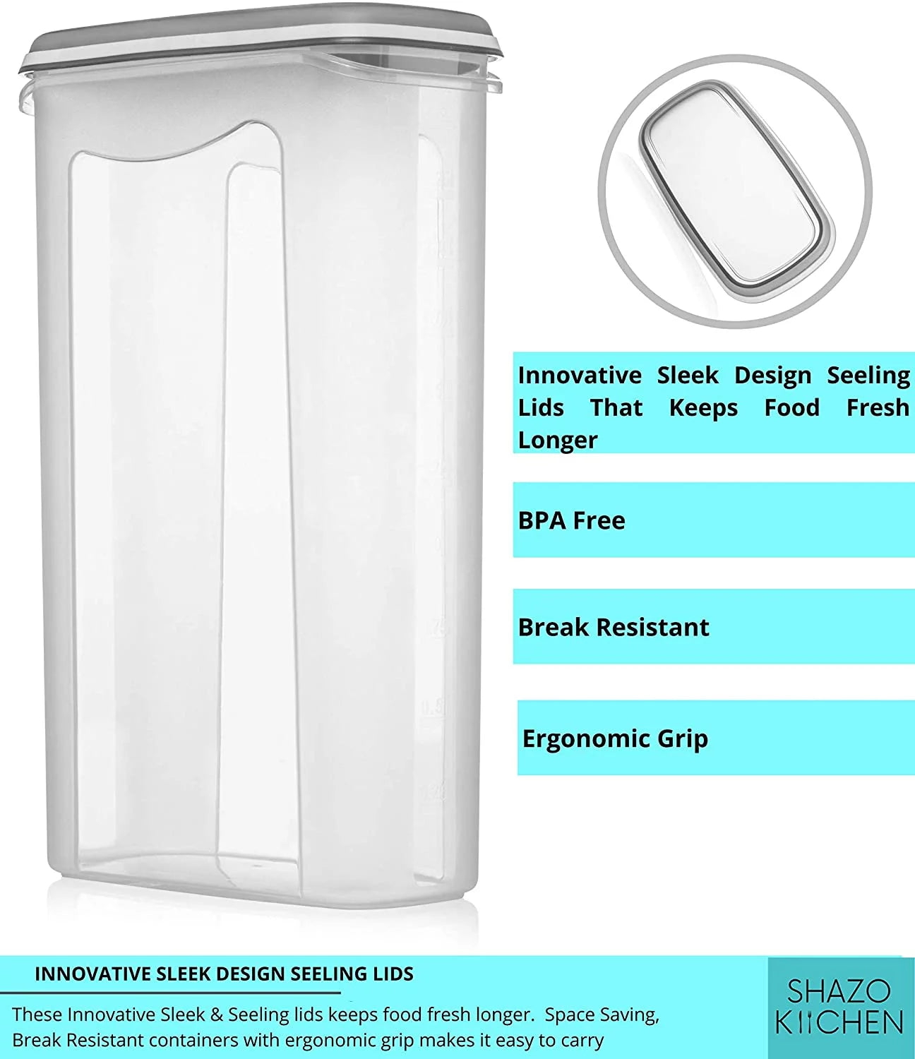 Shazo 52-Piece Airtight Food Storage Container Set with Measuring Cups, Labels & Marker B145