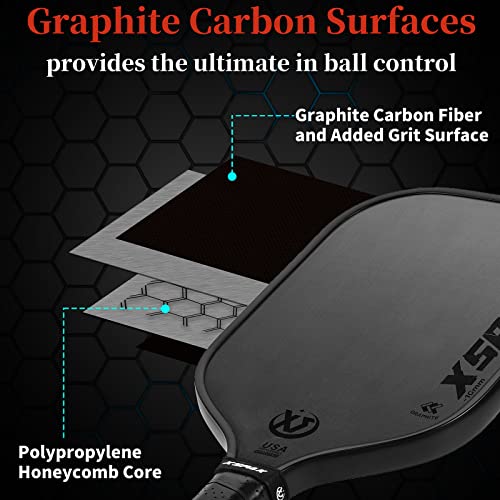 XS XSPAK Carbon Fiber Pickleball Paddle Tournament Edition USAPA Honeycomb with Cushion Grip M979
