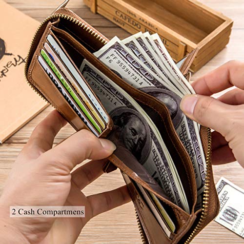 BULLCAPTAIN Genuine Leather Wallet for Men with ID Window and Coin Pocket D326051