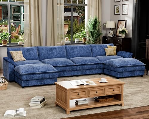 Homall 119" Modular Sectional Sofa with Reversible Ottoman, Light Grey V97154