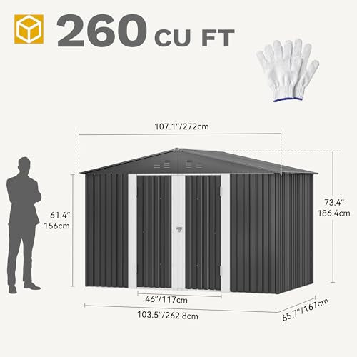 DWVO 6x4ft Metal Storage Shed for Outdoors, Dark Gray T6985