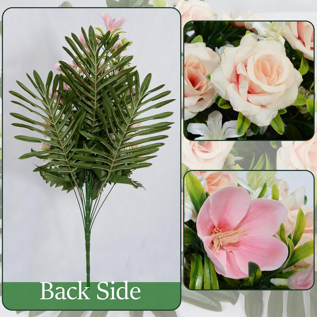 XONOR Artificial Cemetery Flowers with Vase, Outdoor Grave Decorations, 2 Sets J365287
