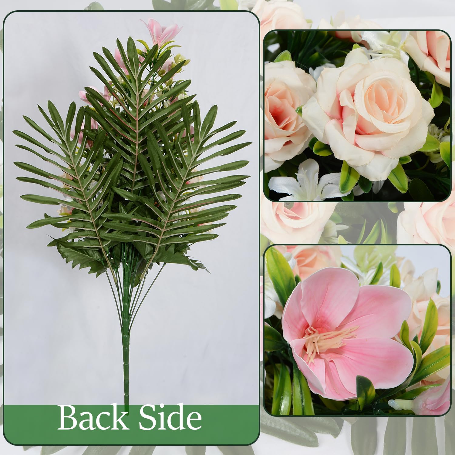 XONOR Artificial Cemetery Flowers with Vase, Outdoor Grave Decorations, 2 Sets J365287