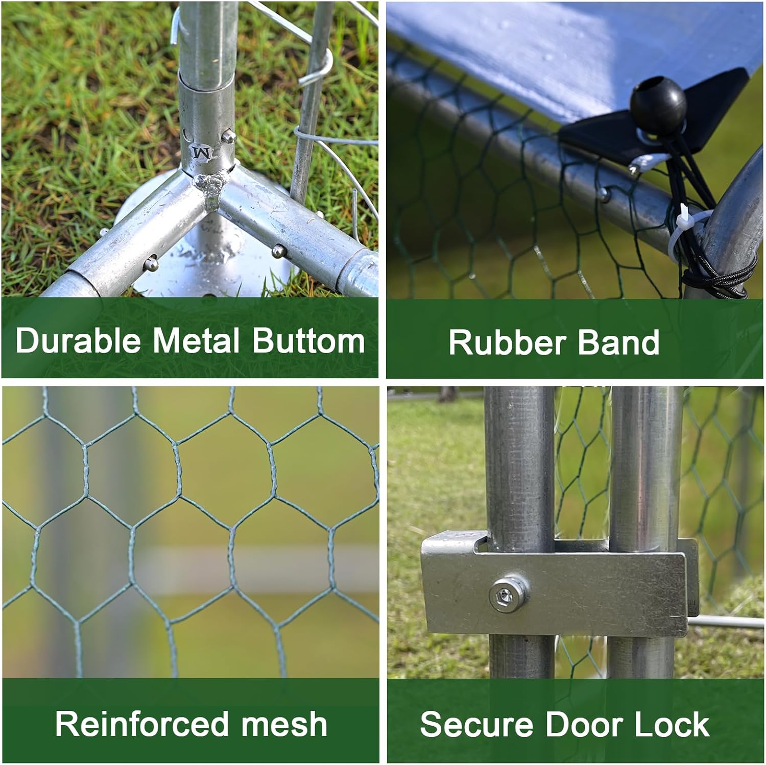 13x10x6.5 FT Metal Chicken Coop Walk-in Run with Waterproof Cover M5091