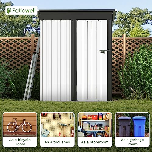 Patiowell 5x3 FT Outdoor Storage Shed with Sloping Roof and Lockable Door, Brown L4971