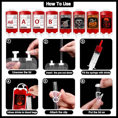 MGparty 120 Packs Halloween Blood Bags for Drink Party Decoration O49559