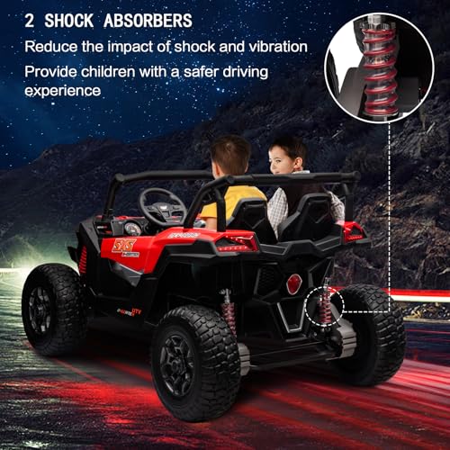 MOLACHI 24V 2 Seater Kids Ride on UTV Car 4WD Electric Vehicle with Remote Control (Pink) L632046