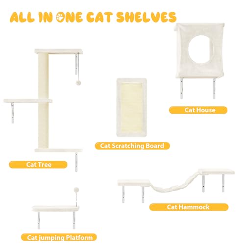 NUNU LAB Wall Mounted Cat Climber Set with House, Tunnel, Scratcher, Black M305