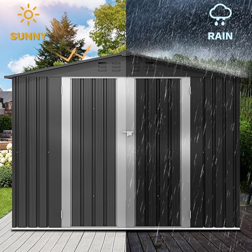 DWVO 6x4ft Metal Storage Shed for Outdoors, Dark Gray T6985