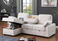 L-Shaped Pull Out Sleep Sofabed with Storage Chaise, Chenille Upholstered X30892