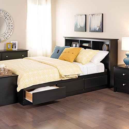 Prepac King Bookcase Headboard, Black A905