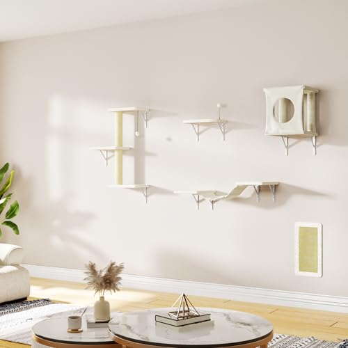 NUNU LAB Wall Mounted Cat Climber Set with House, Tunnel, Scratcher, Black M305