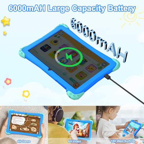 Kids Tablet 10 inch Android 14 with Parental Controls, 8+64GB Y7481