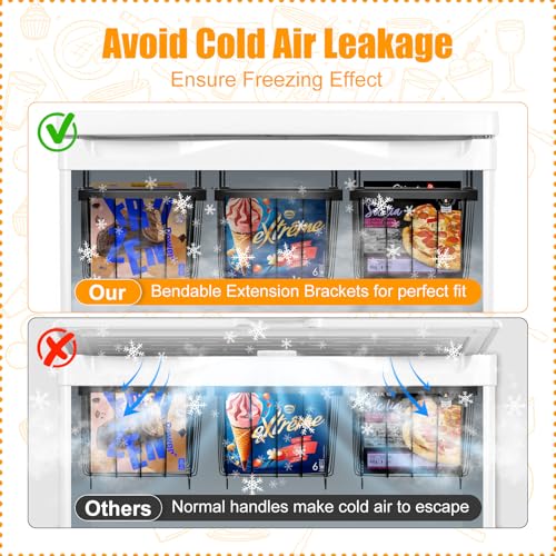 Freezer Organizer Bins, 6 Pack Stackable with Handles, Black S4912