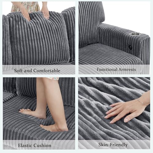 L-Shaped Pull Out Sleep Sofabed with Storage Chaise, Chenille Upholstered X30892