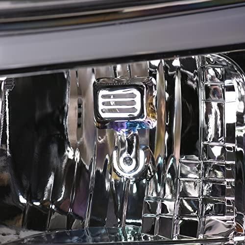 Compatible With Chevy Silverado 1500/2500/3500 HD Switchback Sequential LED Headlights Black Housing A769