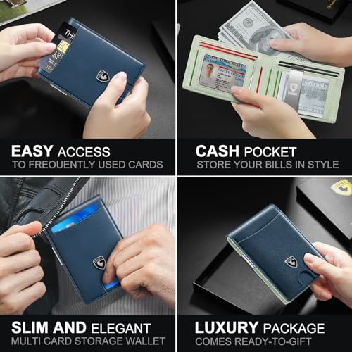 GSOIAX Slim Wallet for Men with Money Clip, RFID Blocking Bifold Carbon Fiber M613