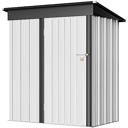 Greesum Outdoor Storage Shed 6 x 8 ft Metal Garden Utility Tool Shed with Lock, Brown U409