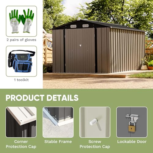 Patiowell 3 x 3 FT Outdoor Storage Shed with Sloping Roof, Grey F27529