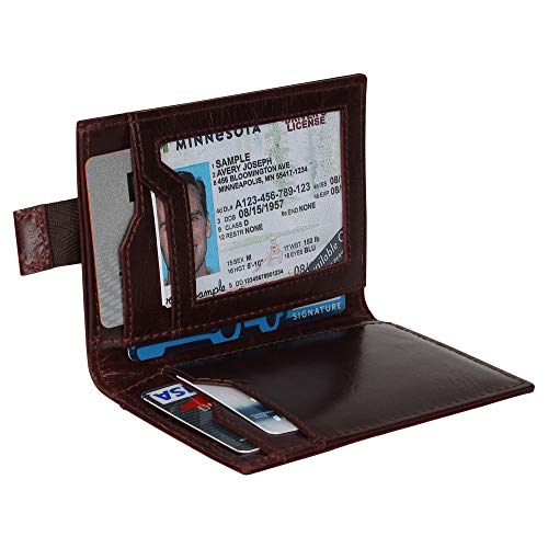 Pitaara Genuine Leather Slim Bifold Front Pocket Wallet with RFID Blocking W383743