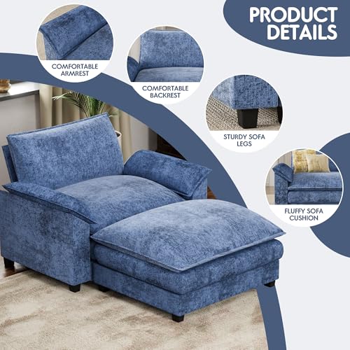 Homall 119" Modular Sectional Sofa with Reversible Ottoman, Light Grey V97154