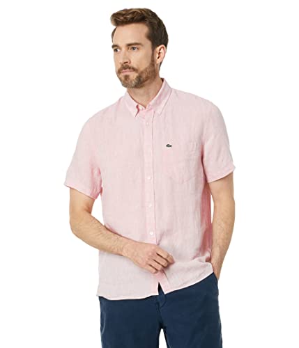 Lacoste Mens Short Sleeve Linen Shirt
