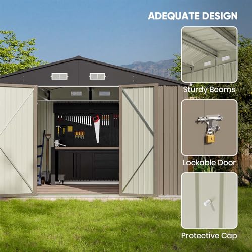 Patiowell 5x3 FT Outdoor Storage Shed with Sloping Roof and Lockable Door, Brown L4971