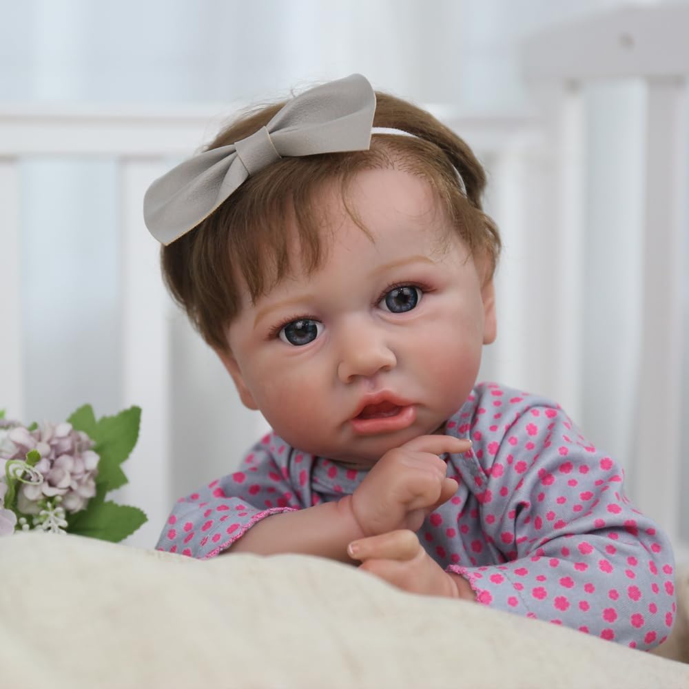 Lifelike Reborn Baby Doll 20 Inch Newborn Girl with Realistic Veins, Handmade Vinyl, Weighted Cloth Body I99243