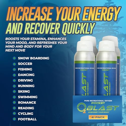 O2 Blast Pure Oxygen Supplement 4 Liter Portable Canned Oxygen 4 Pack I6595