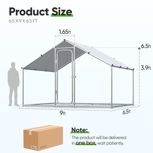 Quictent Large Metal Chicken Coop Run with Roosting Perch for 20+ Poultry, Outdoor Walk-in Hen House, 12x9x6.6FT N28773