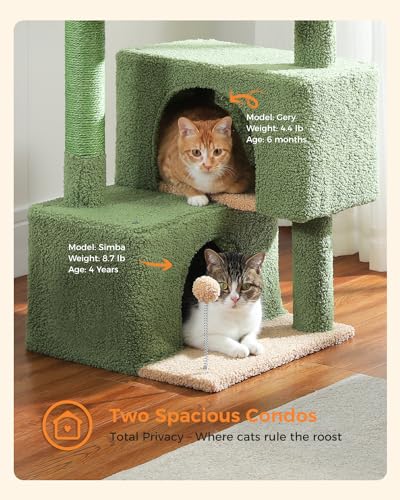 45-Inch Cat Tree with 2 Condos, Scratching Posts and Hammock F616