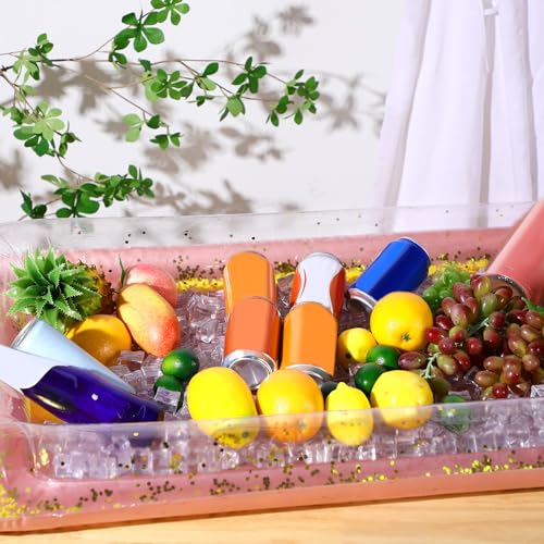 Poen 4 Pcs Inflatable Serving Bar Food Cooler Buffet with Glittering Confetti G395