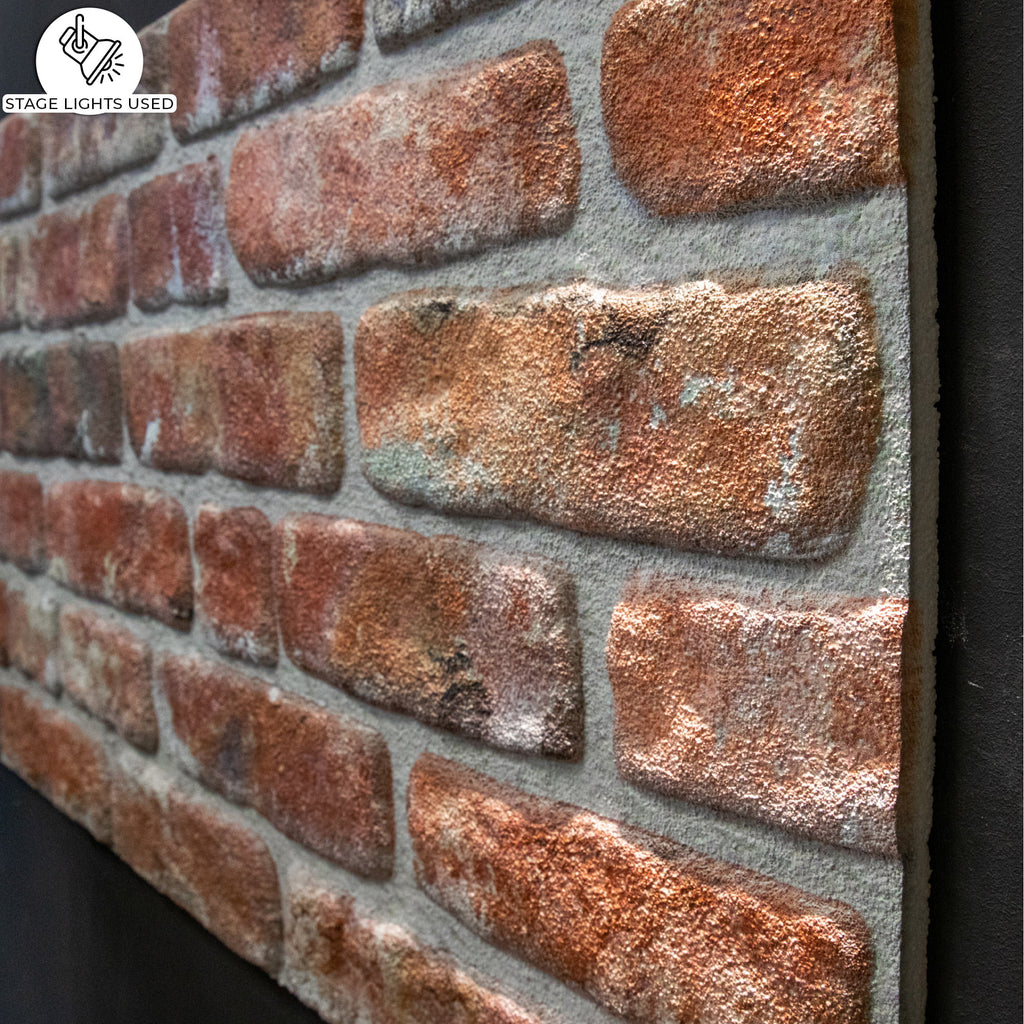 Dundee Deco 3D Wall Panels Brick Effect, Red Brown Stone Look, Set of 10, Covers 53 sq ft O55048