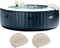 Intex PureSpa Plus Portable Inflatable Hot Tub Round Bubble Jet Spa, 85" x 28" with Set of 2 Inflatable Hot Tub Seats Comforting Spa Accessory