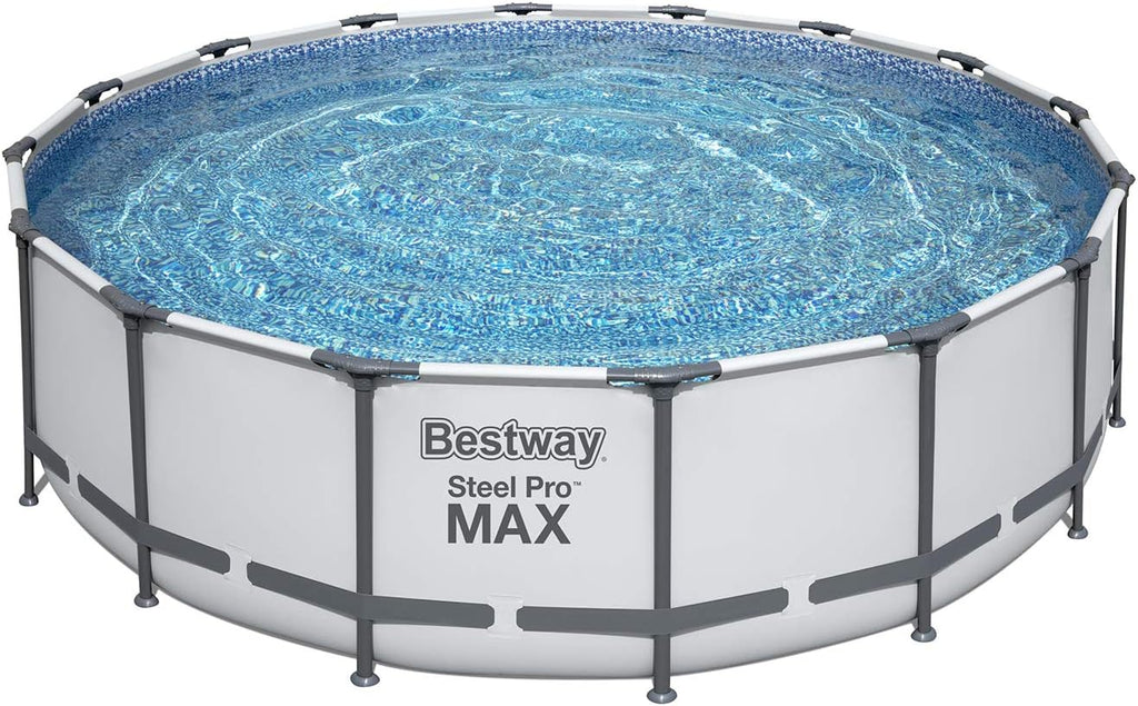 Bestway Steel Pro MAX 16 x 4 Foot Outdoor Frame Above Ground Round Swimming Pool Set with Ladder, Cover, Filter Pump, and Solution Blend