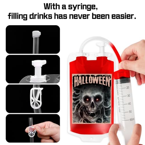 MGparty 120 Packs Halloween Blood Bags for Drink Party Decoration O49559