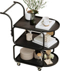 Bar Cart, Serving Cart for Home, coffee cart,metal Drink Cart, 3-tier Rolling Beverage Cart with Storage Shelves and Lockable Wheels, for Kitchen Living and dining room (Matte black)
