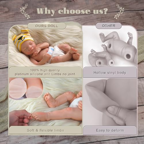 BABESIDE Lifelike Reborn Baby Doll 16 Inch Full Platinum Silicone Sleeping Girl with Gift Box B5536