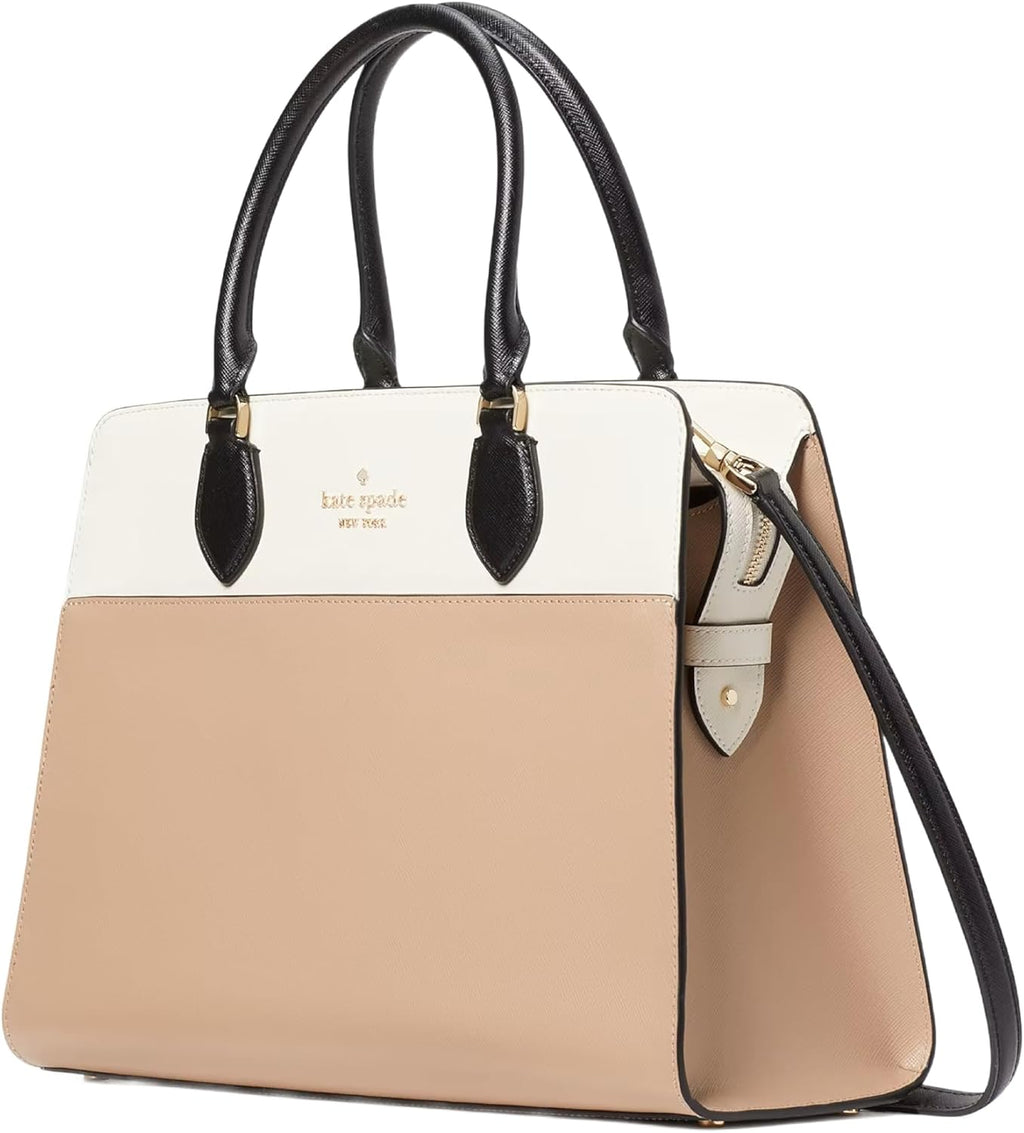 Kate Spade New York Madison Large Satchel Handbag (Toasted Hazelnut Multi)