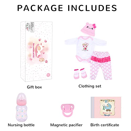 CHAREX Reborn Baby Dolls Girl - 16 Inches Realistic Soft Vinyl Newborn Doll for Kids Ages 3+ A542