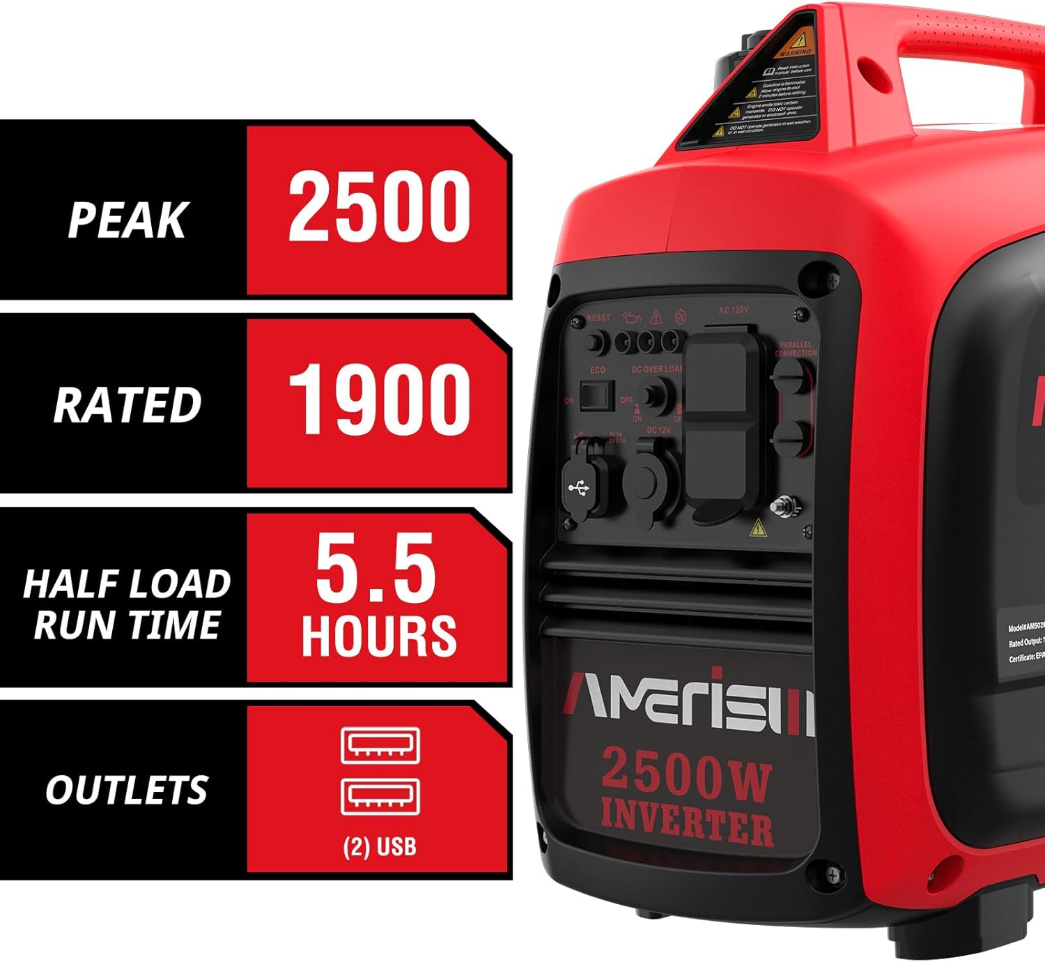 PowerSmart 2500-Watt Gas Powered Portable Inverter Generator V152