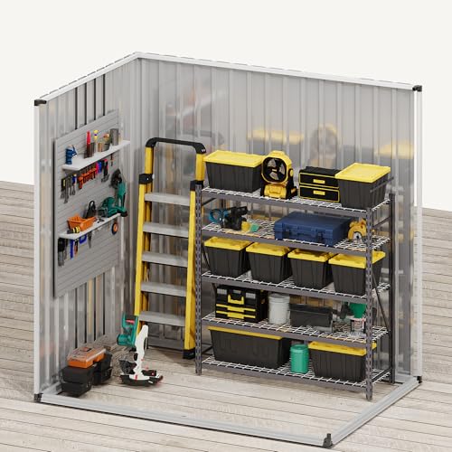 DWVO 6x4ft Metal Outdoor Storage Shed with Window, Lockable Steel Garden Shed S892