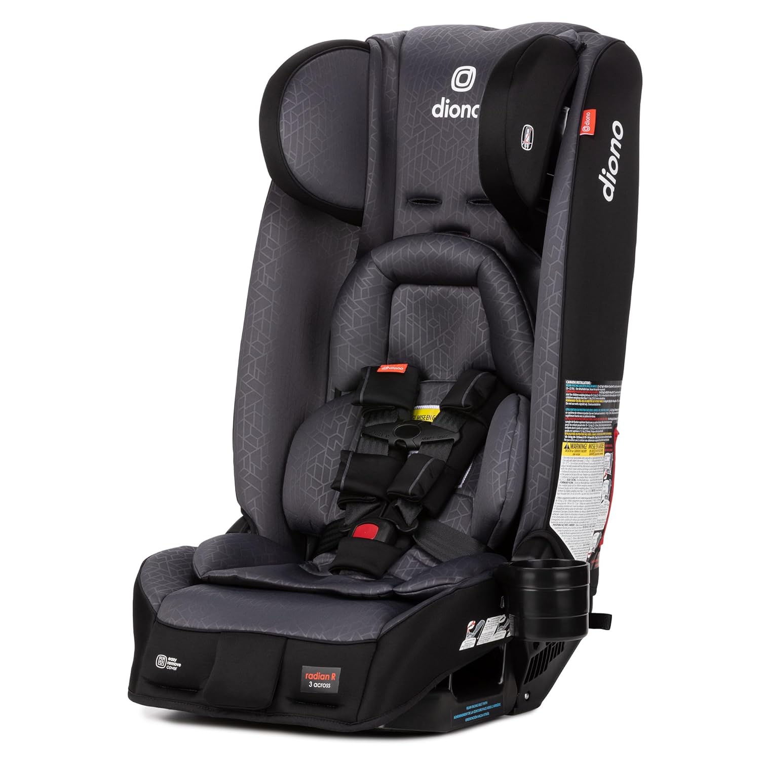 Diono Radian 3RXT Special Edition Slim Fit 3 Across All-in-One Convertible Car Seat, Rear-Facing, Forward-Facing and High-Back Booster, Gray Stone