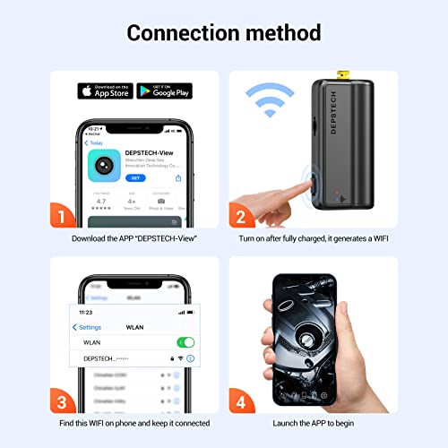 DEPSTECH Wireless Endoscope 5.0MP HD Inspection Camera with Light, 16.5FT Semi-Rigid Snake, for iPhone & Android F141241