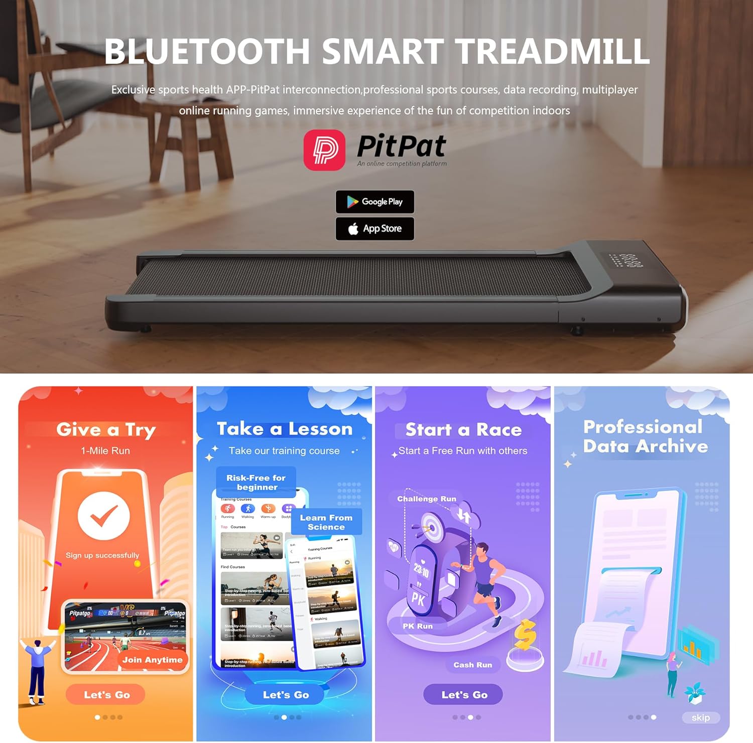 Walking Pad 2 in 1 Treadmill with LED Display and Remote Control F2334
