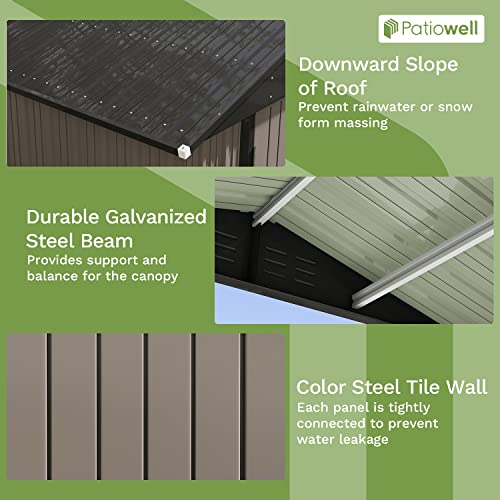 Patiowell 3 x 3 FT Outdoor Storage Shed with Sloping Roof, Grey F27529