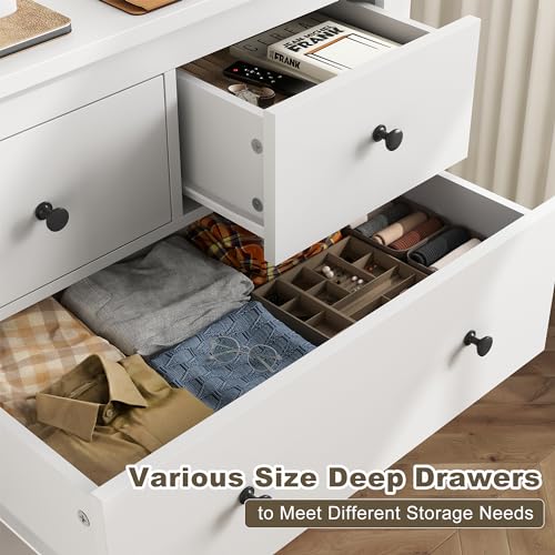 EnHomee 10 Drawer Dresser for Bedroom, White J90474