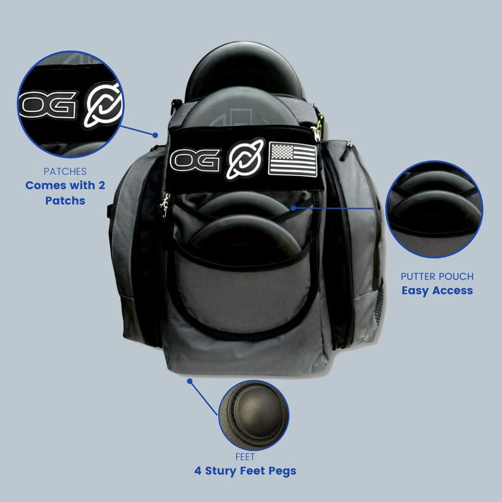 Discology Disc Golf OG V2 Grey & Black Disc Golf Backpack Bag H5410